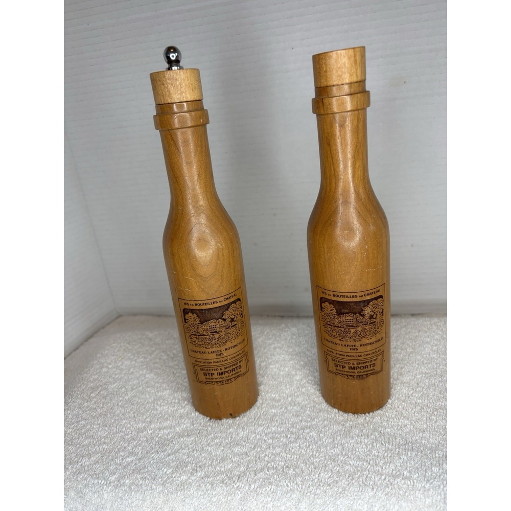 BTP Imports Chateau Lafita Rothschild 1975 Wooden Pepper Mill & Salt shaker set